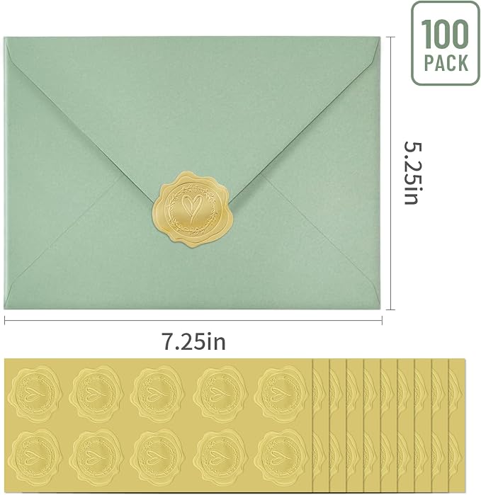 100 PCS Sage Green Colorful A7 Envelopes - Image 2