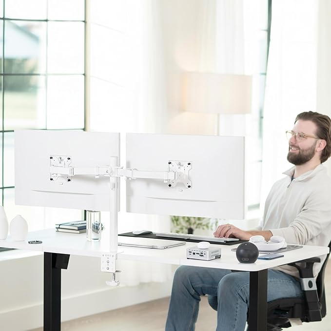 VIVO Dual Monitor Desk Mount for 13 to 30 inch Screens, STAND-V002W | White - Image 2
