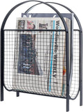 MyGift Mid-Century Design Magazine Rack, Matte Black Tone Metal Mesh by MyGiftHome