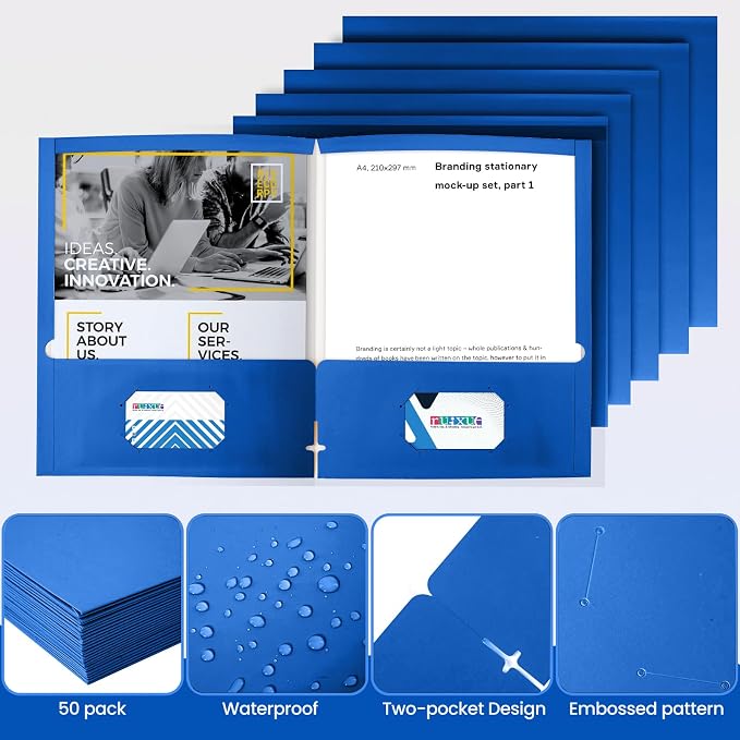 BIBRADAA® 100 Packs Blue Paper Folders - Image 4