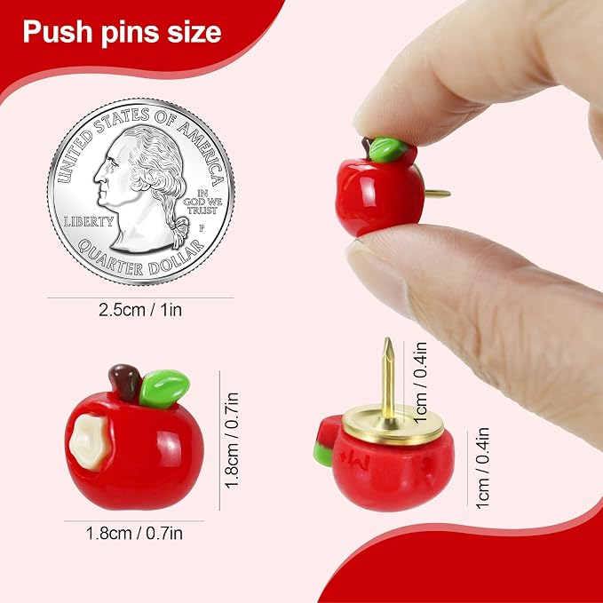 50 Pack Bite Apples Decorative Push Pins, Thumb Tacks - Image 3