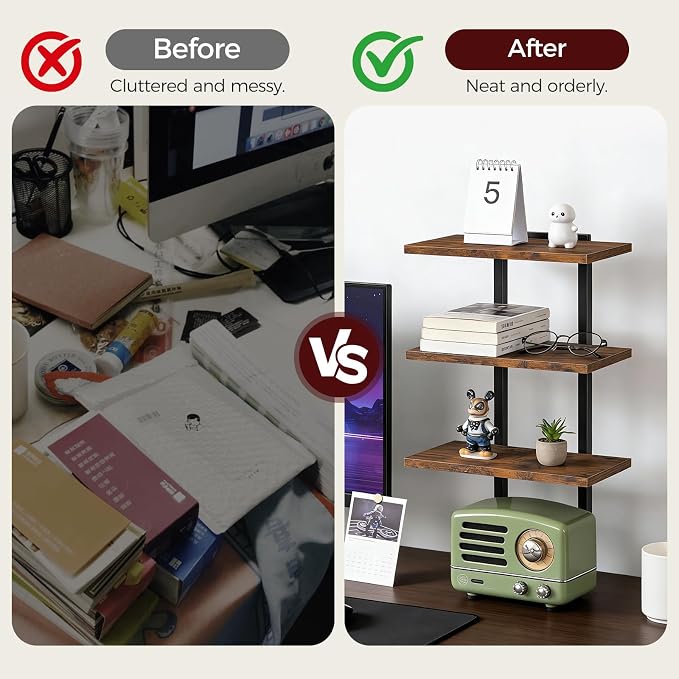 MAHANCRIS Clamp On Desk Organizer, 3-Tier Desktop Bookshelf, Adjustable Desk - Image 7