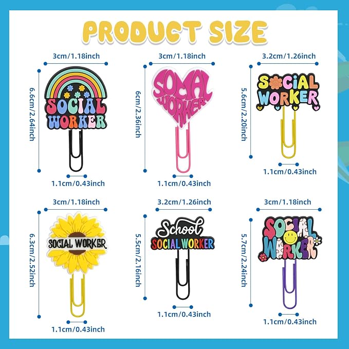 30 PCS Social Worker Paper Clips Metal Paperclip Large Size Paper Clip Cute - Image 4