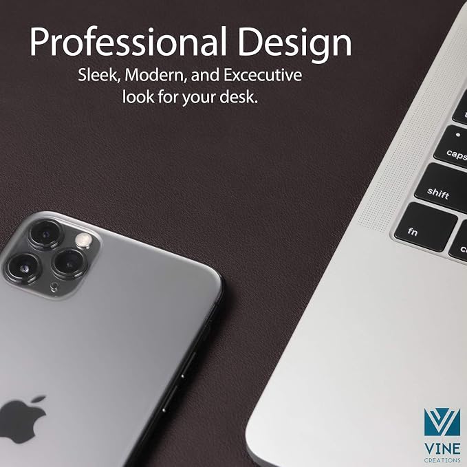 Vine Creations Leather Desk Mat 24" x 17", Desk Protector Mat, PU Leather Desk - Image 3