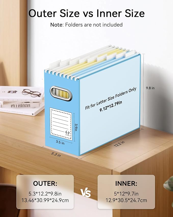 Oterri File Organizer Box, Portable Collapsible Cardboard File Folder Organizer - Image 2