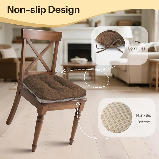Non Slip Chair Cushions for Dining Chairs Set of 4 Kitchen Chair Cushions - Image 3