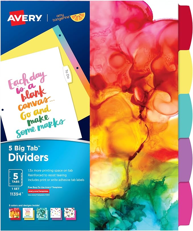 Avery + Amy Tangerine Designer Collection Big Tab Dividers by Avery