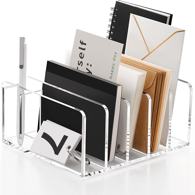 SANRUI Acrylic Mail Organizer, 5 Compartments File Holder by SANRUI