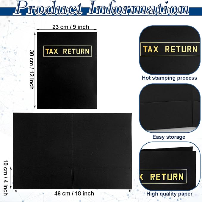 Kosiz 200 Pcs Tax Return Folders Bulk 9 x 12 Inch 2 Pocket Gold Foil Stamped - Image 2