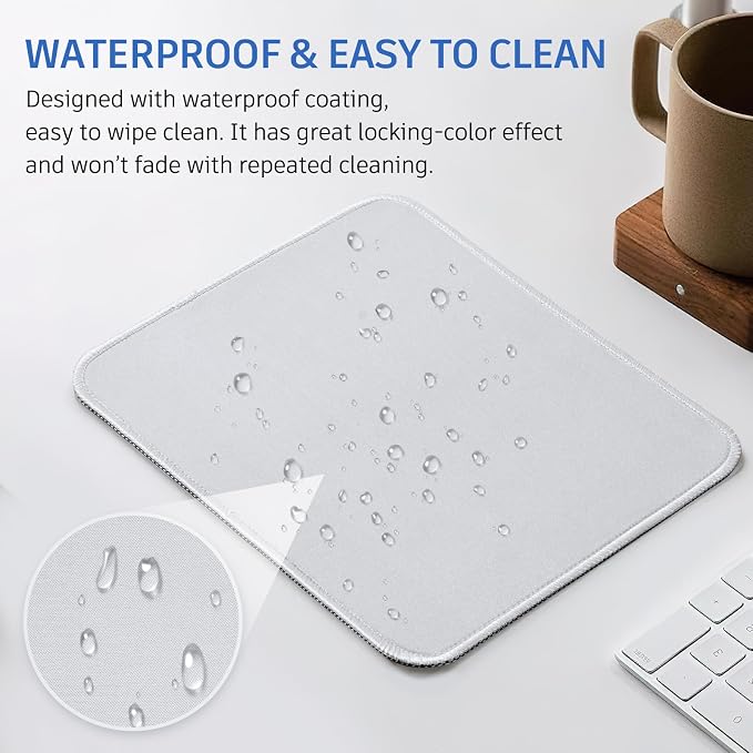 White Mouse Pad, Nice and Cute Mouse Pad, Splash-Proof Textured 10.2 x 8.2Inch - Image 6