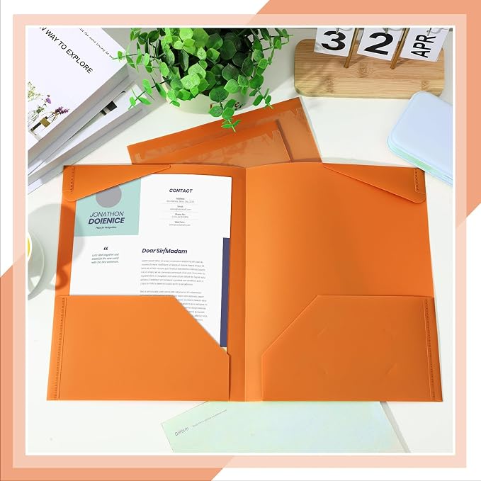 Henoyso 36 Pack Orange Plastic Folders - Image 4