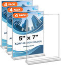 EHWINE 4 Pack Acrylic Sign Holders 5x7 Double-Sided Tabletop Display Stands by EHWINE