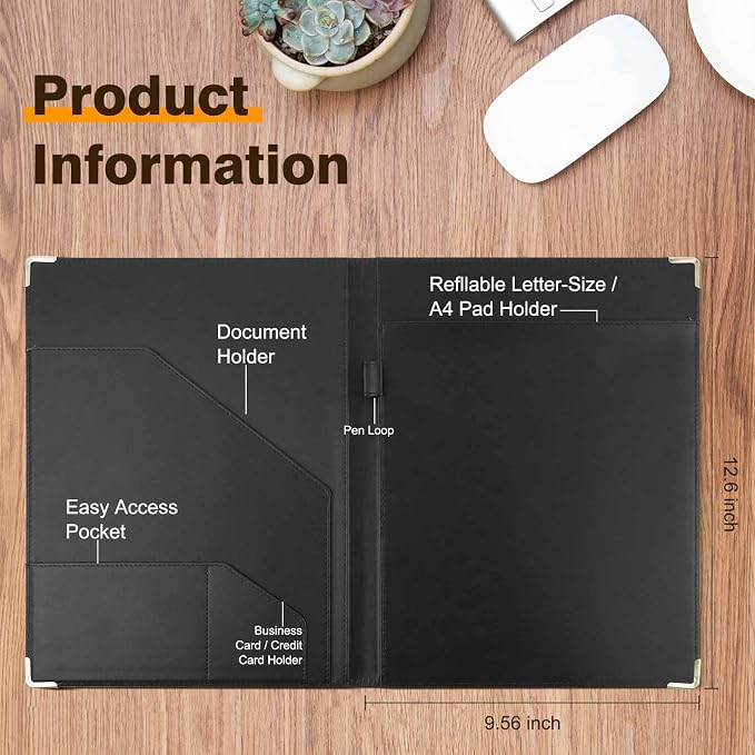 Tiankool Padfolio Portfolio Binder – Thickened Business Folder - Image 3