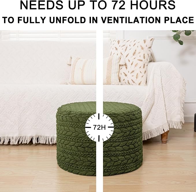 Round Pouf Ottoman 20 x 20 x 14 Inches Boho Poof Home Decor Floor Pouffe - Image 5