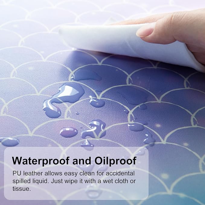 QiyI Large Desk Pad, Colorful Mouse Pad Desktop Decor, Waterproof PU Leather - Image 4