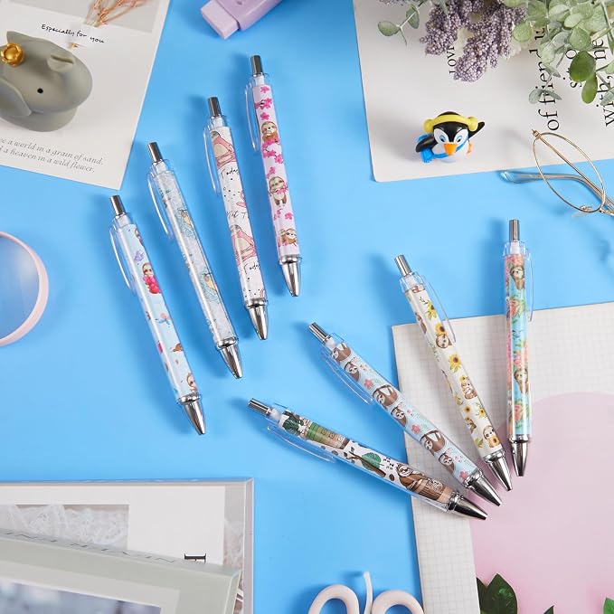 Ireer 8 Pcs Ballpoint Pens for Women 1.00 mm Cute Black Ink Fancy Pens Fine - Image 4