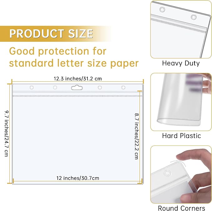 AKONEGE 6PCS Hard Sheet Protectors 8.5x11 Waterproof Resealable Zip Paper Page - Image 3