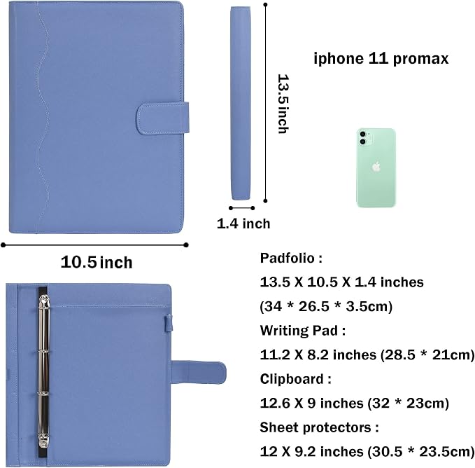 Wonderpool A4 PU Leather 3 & 4 Ring Holder Writing Portfolio Multi Document Case - Image 8