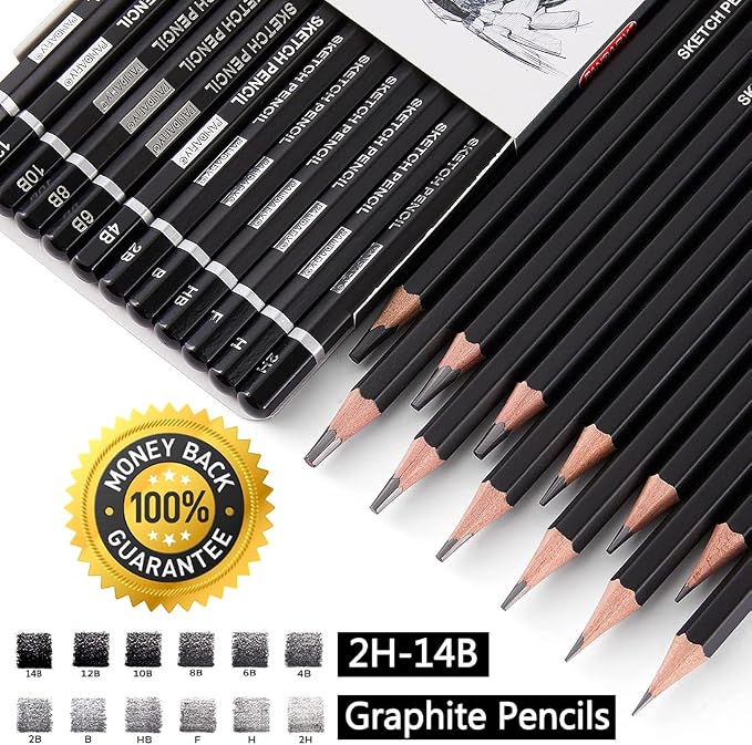 PANDAFLY 12 Pieces Professional Drawing Sketching Pencil Set, Graphite Pencils - Image 3
