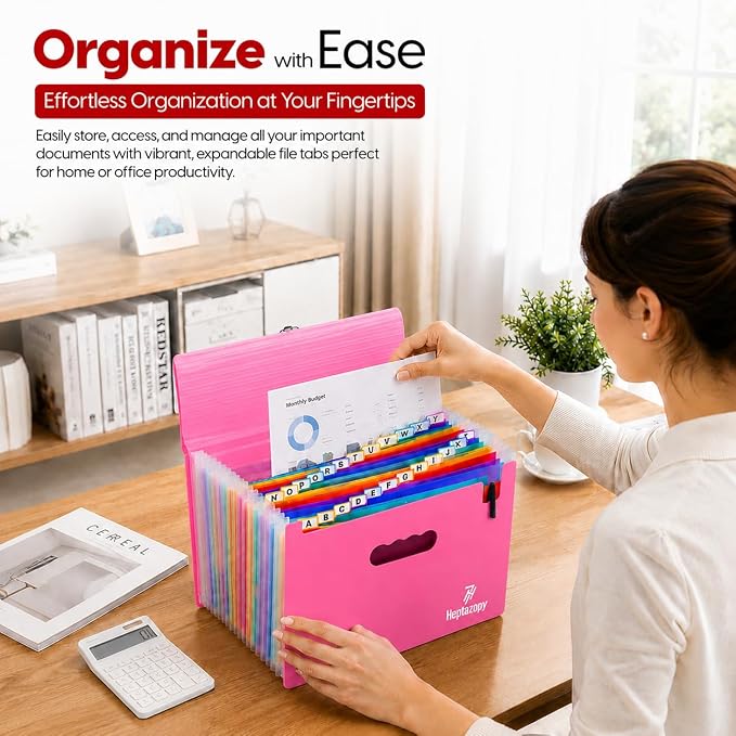 Accordion File Organizer, 26 Pockets Expanding Accordion Folder, A4 Letter Size - Image 6