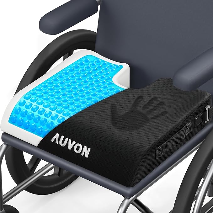 AUVON Gel Wheelchair Seat Cushion, Waterproof Cover, Pressure Sore & Ulcer | by AUVON
