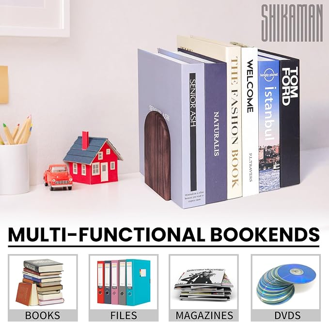 Book Ends, 1 Pair Bookends Wood Book Ends Universal Economy Bookend - Image 4
