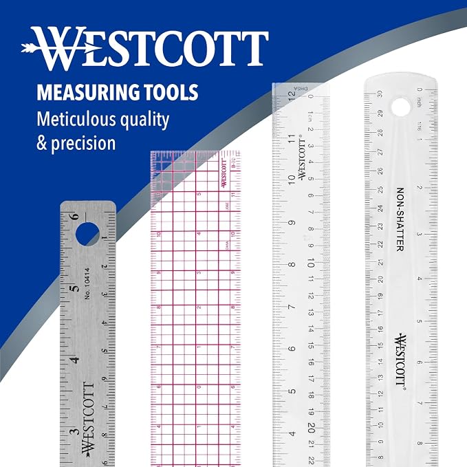 Westcott Acrylic Clear Rulers Set, Easy-to-Read Markings, Scratch-Resistant - Image 5