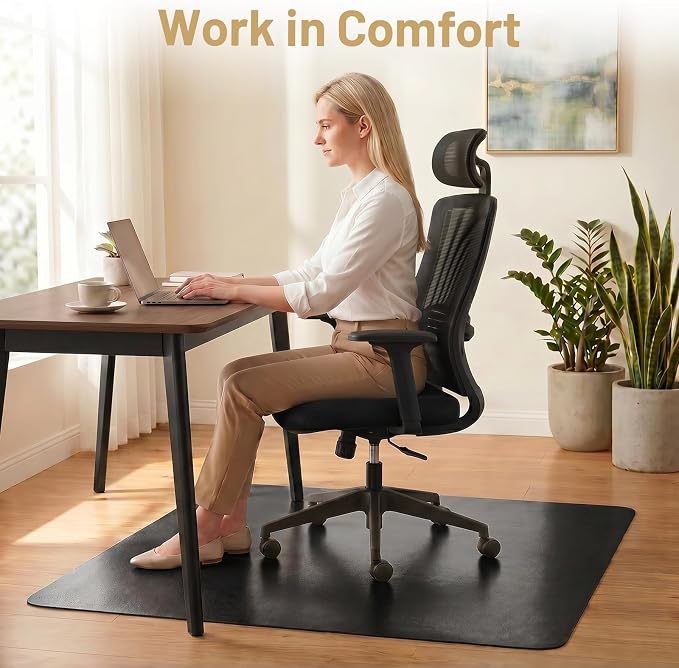 Black Office Chair Mat for Hardwood Floors 48" x 60", Heavy Duty Floor - Image 8