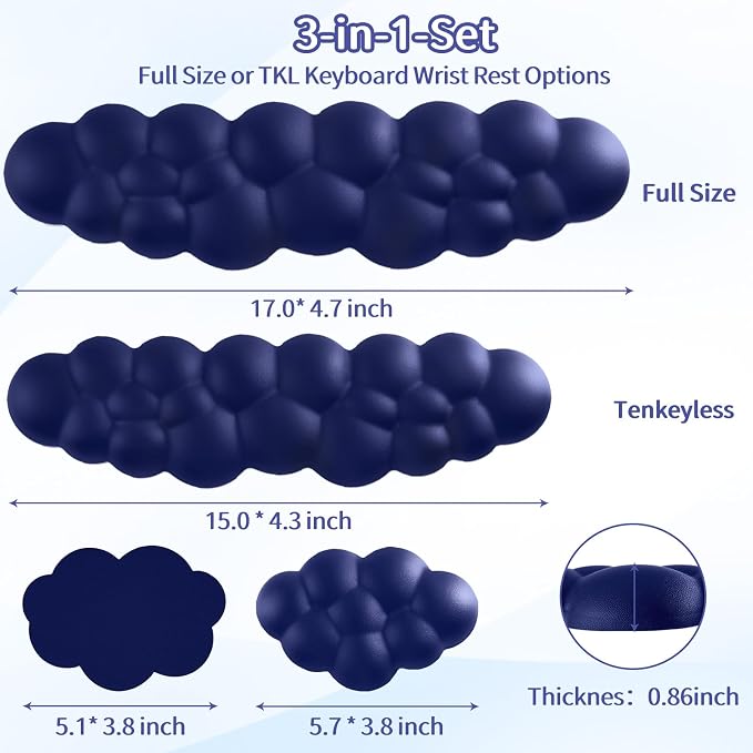 Sushret Cloud Wrist Rest Keyboard, Cloud Keyboard Wrist Pad Set - Image 7
