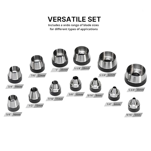 NEIKO 02604A Hole Punch Set | SAE & Metric, 3/16” – 1-3/8” & 5 – 35mm | 14 - Image 3