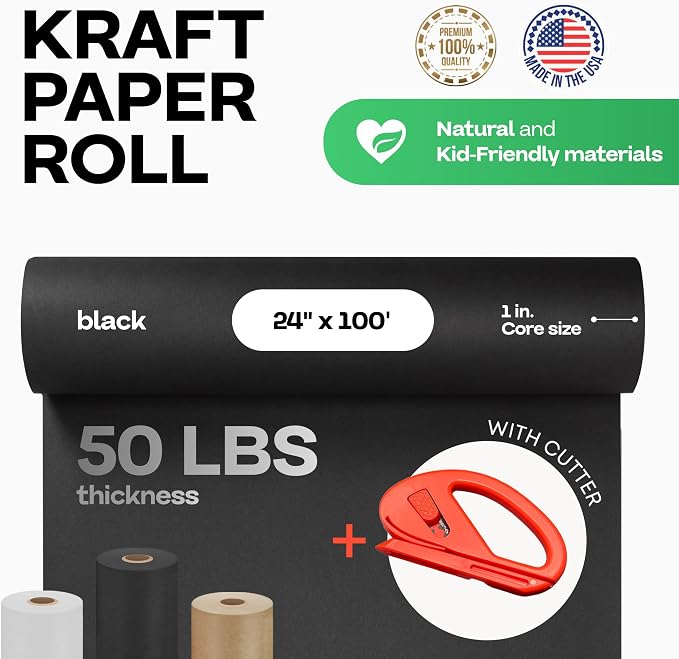 Black Kraft Paper Roll 24" x 1200" - Image 2
