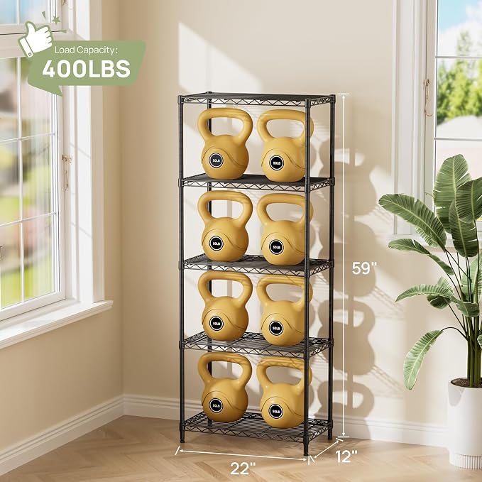 Golpart 5 Tier Adjustable Storage Shelves Heavy Duty Metal Utility Shelf 500LBS - Image 3
