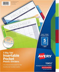 Avery Dividers for 3 Ring Binders, 5 Tab Plastic Binder Dividers, Insertable by Avery