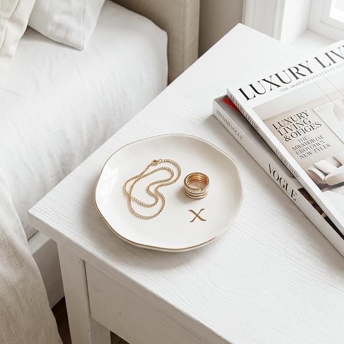 Ceramic Jewelry Tray, Personalized Initial Jewelry Dish - Image 6