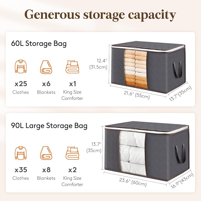 Lifewit 2 Pack 60L Clothes Storage Bins - Image 2
