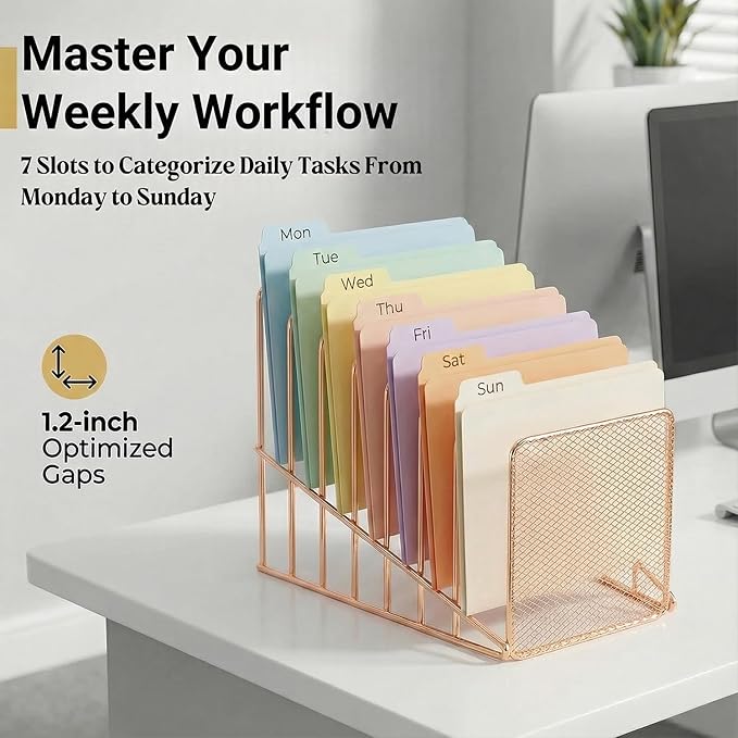 2 Pcs Incline File Sorter, 7 Slot Magazine Holder - Image 3