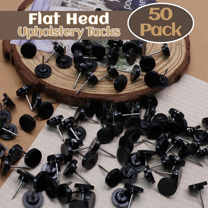 Biaungdo 50 Pcs Black Flat Push Pins, Plastic Round Head Thumb Tacks - Image 3