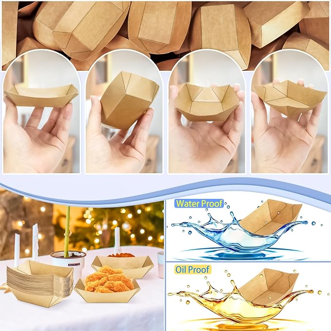 150 Pack 1/4Lb Paper Food Boat Trays Disposable Small Paper Boats Plates - Image 6