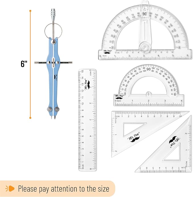 Mr. Pen- Geometry Set, 6 Inch Swing Arm Protractor, Divider | Set Squares - Image 4