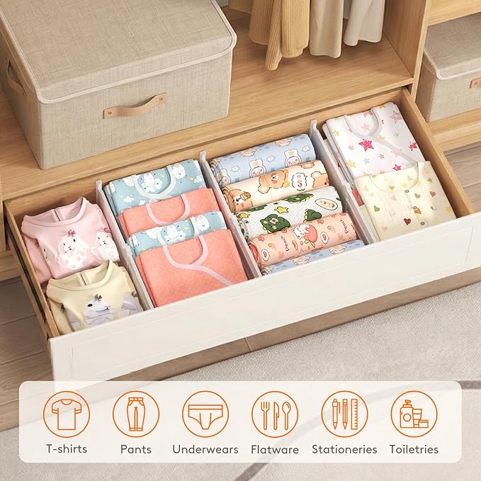 Lifewit 6" Tall 5 Pack Drawer Dividers, 11.5"-18.5" Adjustable Deep Drawer - Image 9