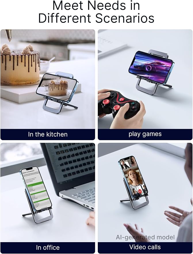 JSAUX Cell Phone Stand 2-Pack, Foldable Aluminum Adjustable Phone Holder - Image 7
