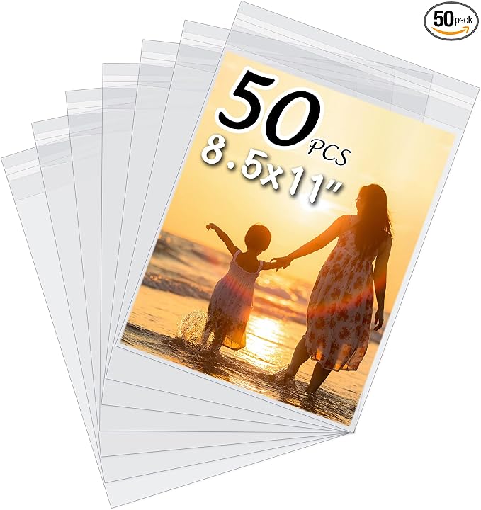 50 Pack Acid-Free Crystal Clear Sleeves Storage Bags by SOMIME
