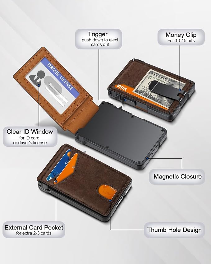 ZALVEX Wallet for Men, Mens Minimalist Wallet 9-13 Cards, Slim Compact Wallet - Image 3
