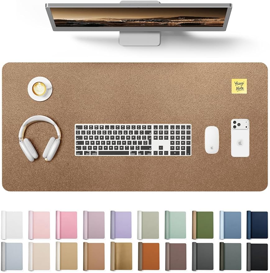 YSAGi Leather Desk Protector, Office Mat, Large Mouse Mat, Non-Slip PU Leather by YSAGi