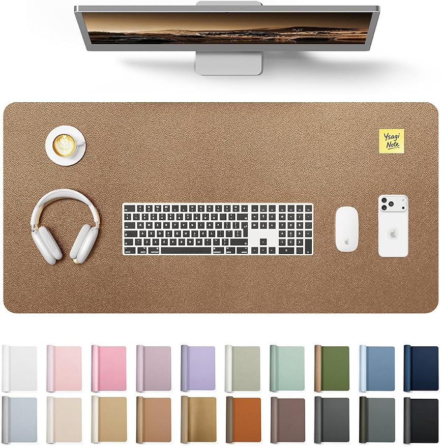 YSAGi Leather Desk Protector, Office Mat, Large Mouse Mat, Non-Slip PU Leather by YSAGi