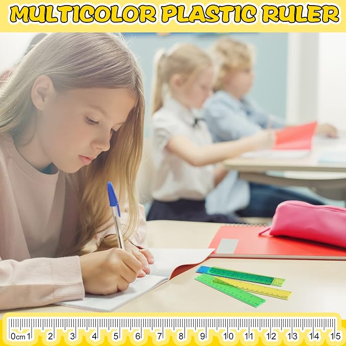 Teling 192 Pack Rulers Bulk for Classroom Transparent Colorful Metric Rulers - Image 5