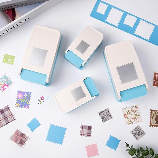 4 Size Stamp Puncher, 1 inch & 1.5 inch Square Stamp Punch, 1.5X1.25inch & - Image 3