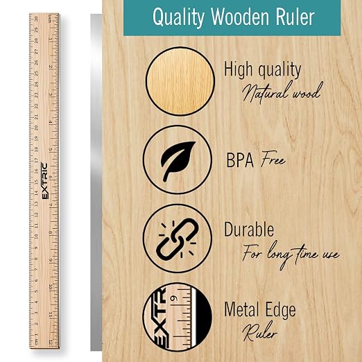 Rulers 6 Pack - Rulers 12 Inch, Wood Ruler - Image 3