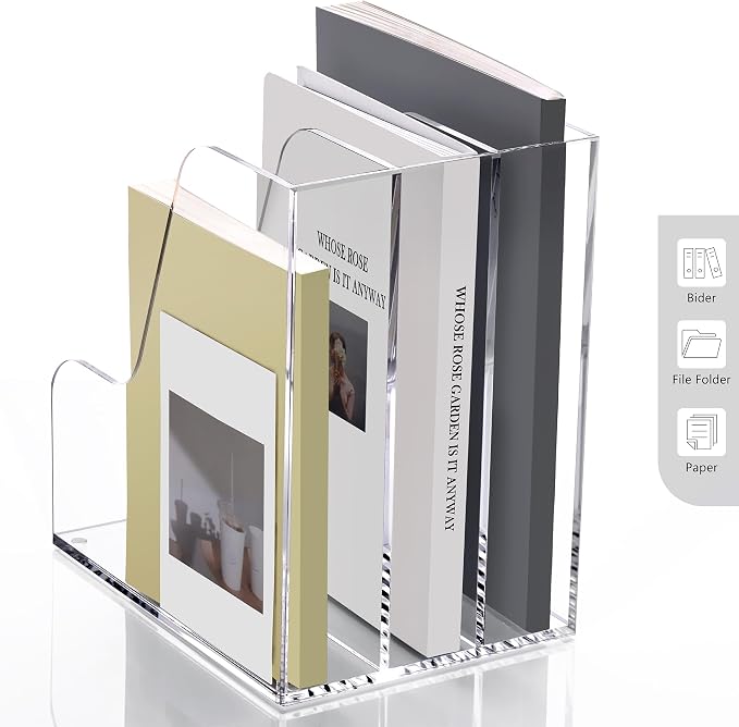 SANRUI Clear Vertical Magazine File Holder, Acrylic Desk Organizer and Storage - Image 6