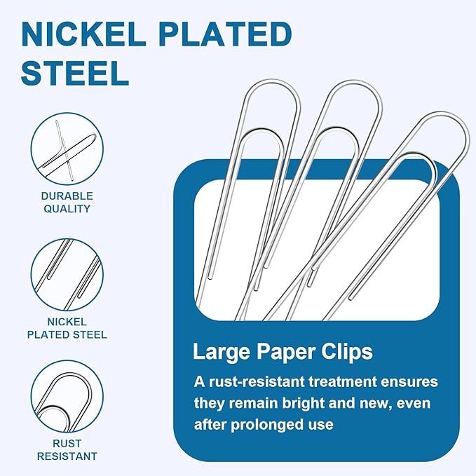 200 Pack 2In Jumbo Heavy Duty Paper Clips, Large Stainless Steel PaperClips - Image 3